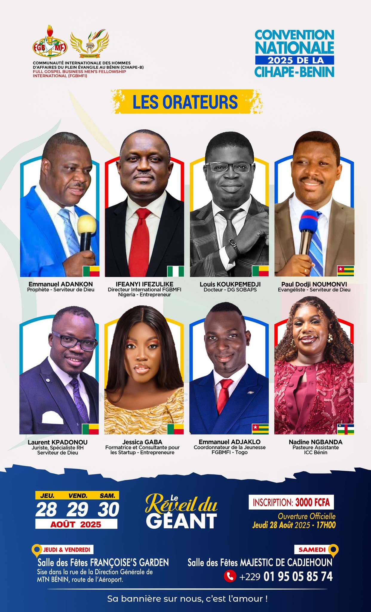 SPEAKERS FGBMFI BENIN NATIONAL CONVENTION 2025 August 28 - 29 - 30, 2025