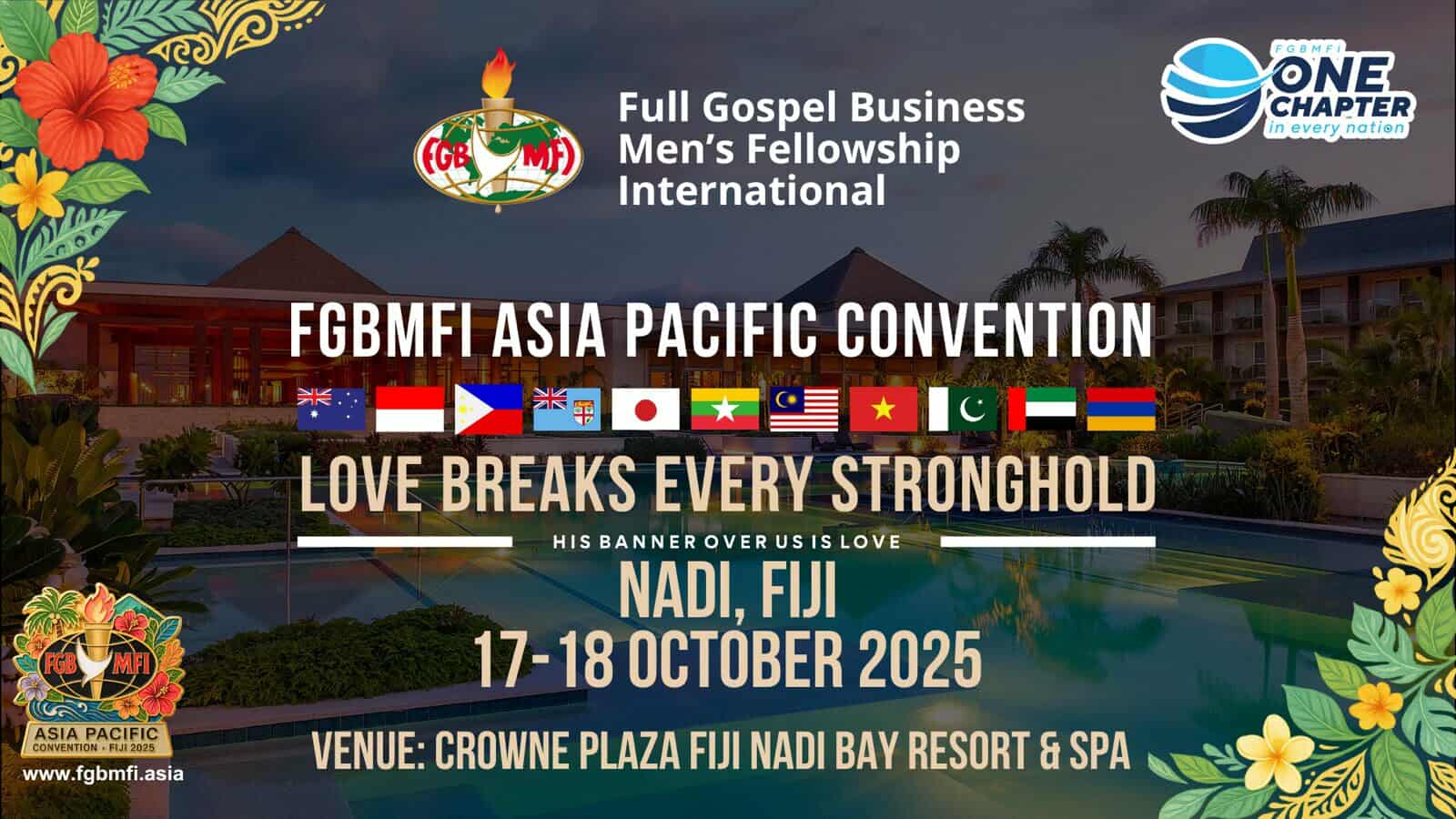 Announcing the FGBMFI ASIA PACIFIC CONVENTION 2025 Crowne Plaza, Wailoaloa, Nadi, Fiji October 17 - 18, 2025