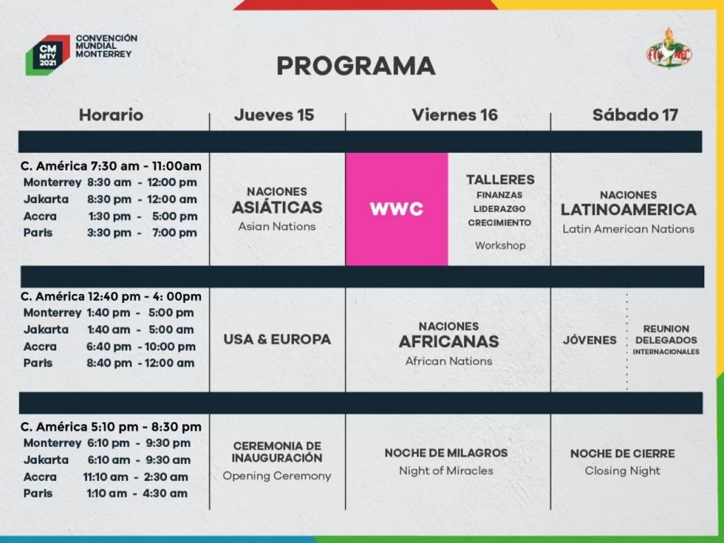 PROGRAM FGBMFI WORLD CONVENTION 2021 MONTERREY, MEXICO JULY 15-17, 2021