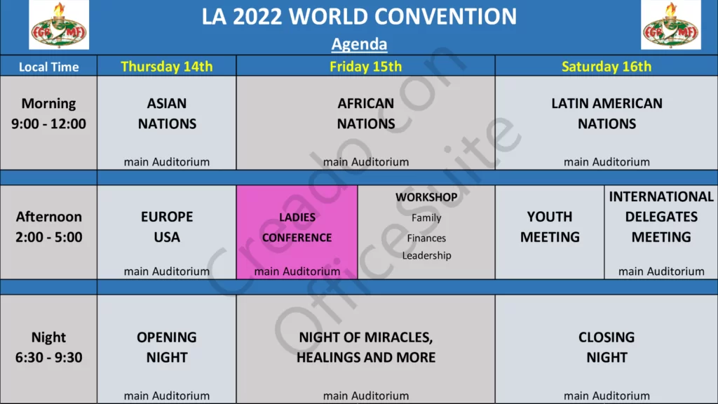 PROGRAM FGBMFI WORLD CONVENTION 2022 ANAHEIM, CALIFORNIA JULY 14-16, 2022