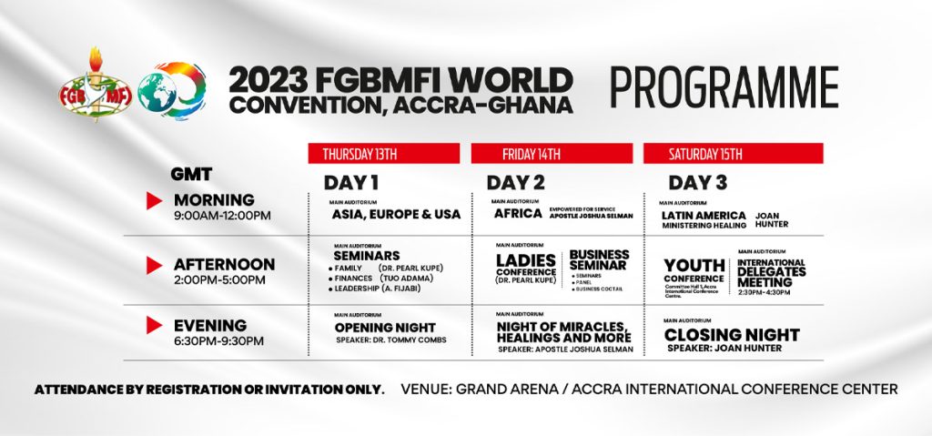 PROGRAM FGBMFI WORLD CONVENTION 2023 ACCRA - GHANA JULY 13-15, 2023