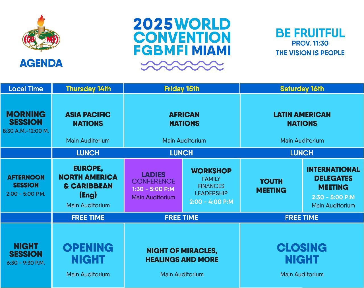 PROGRAM FGBMFI WORLD CONVENTION 2025 Miami, Florida, USA August 14-16, 2025